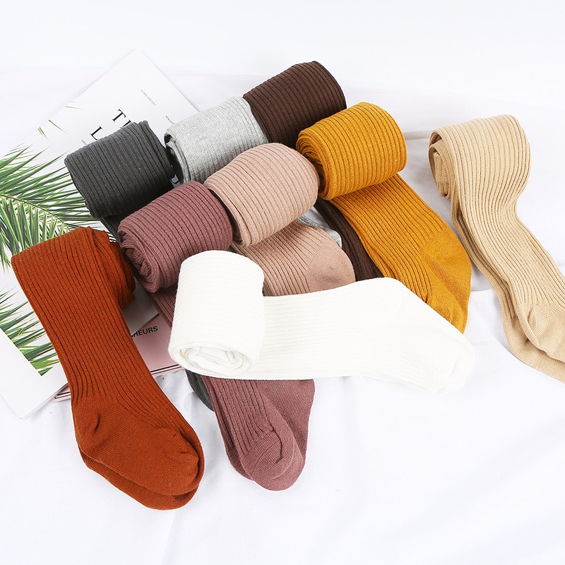 Baby Autumn Winter Tights Hot Baby Toddler Kid Girl Ribbed Stockings Cotton Warm Pantyhose Solid Candy Color Tight 0-4Years