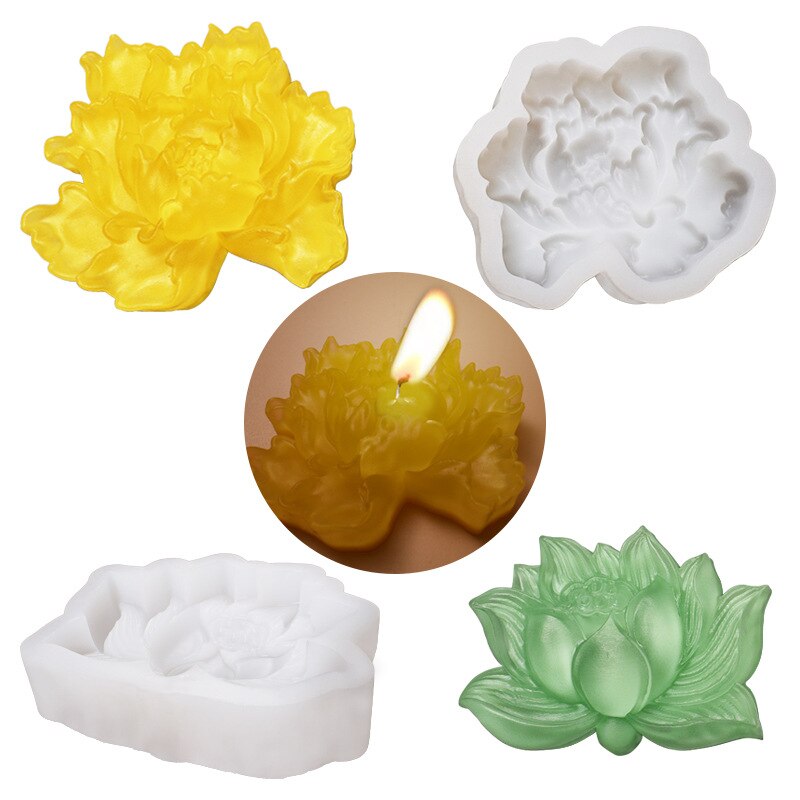 Lotus Cherry Blossoms Candle Silicone Mold for Resin Flower Shape DIY Handmade Soap Aromatherapy Plaster Home Decor Resin Mold