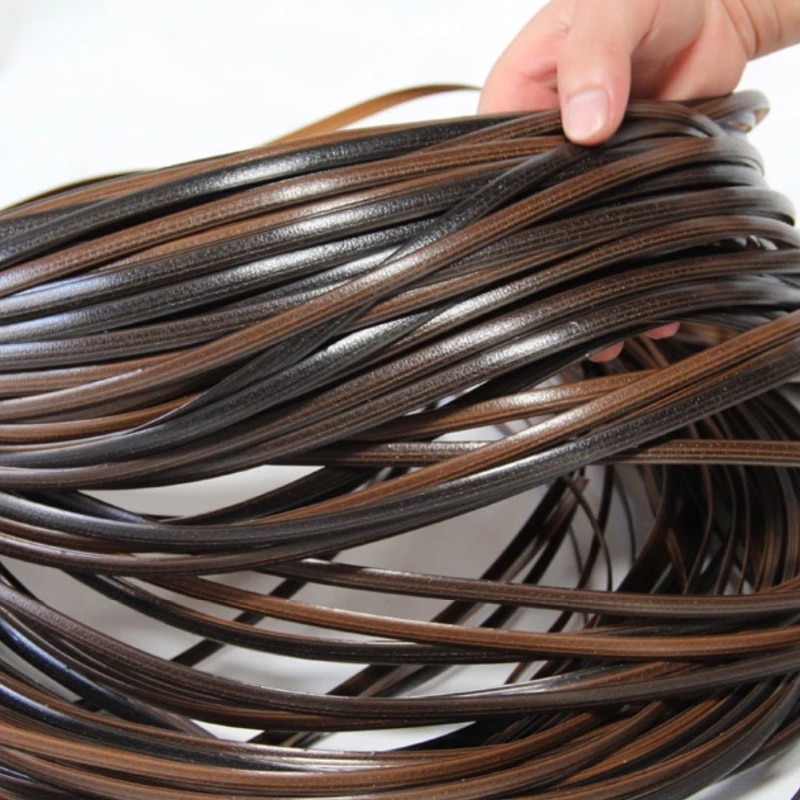 500g 70M Coffee Gradient Flat Synthetic Rattan Weaving Material Plastic Rattan For Knit And Repair Chair Table Etc Width:8mm