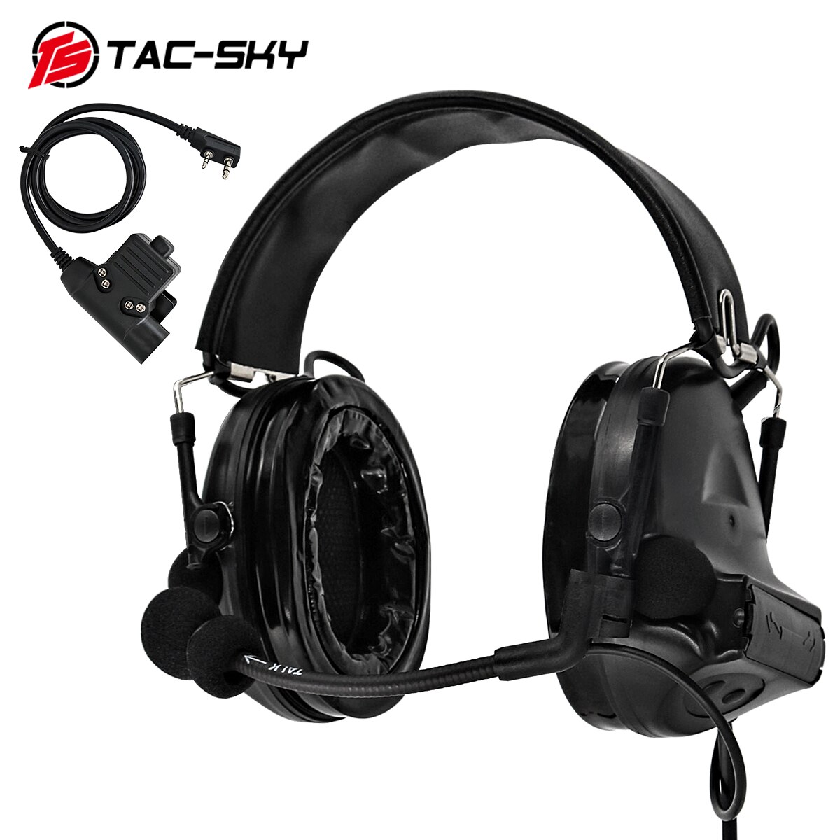 TS TAC-SKY silicone earmuffs COMTAC II Military version pickup noise reduction shooting tactical headset BK+U94 Kenwood plug PTT