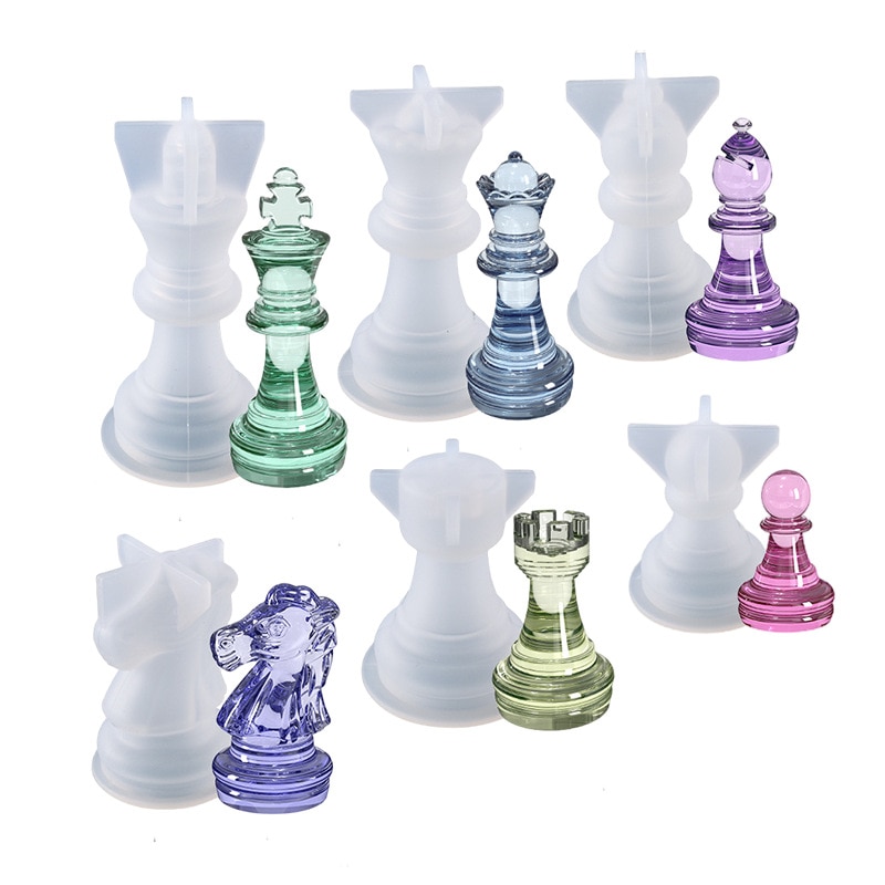 DM342 International Chess Silicone Mold Set Chessboard Moule Resine Epoxy For Home Party Wedding