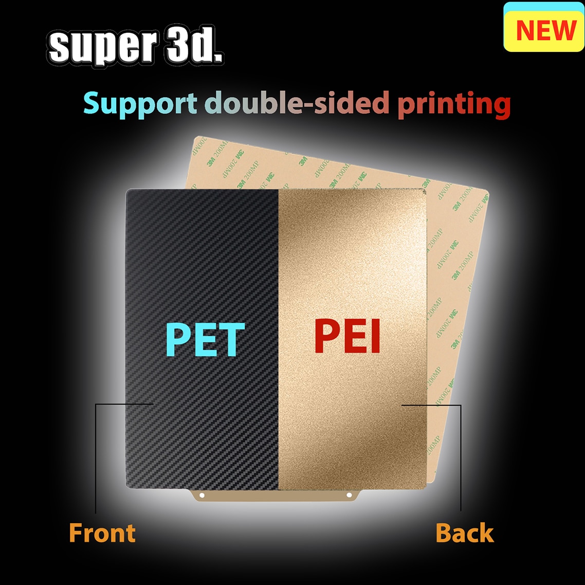 New Double Heat Bed PET+PEI Coated Spring Steel Sheet Double Side+ Magnetic Base 220/235/310mm For 3D Printer Ender 3/5 Pro CR10