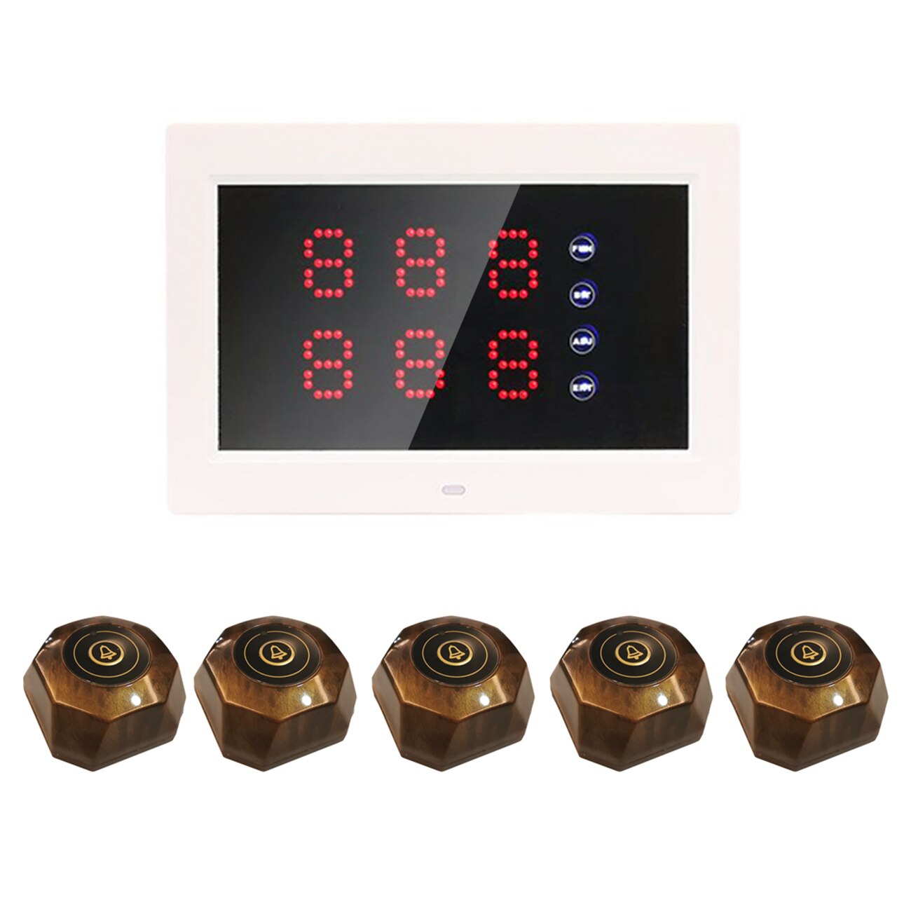 BYHUBYENG Wireless Patient Pager +1 Display Receiver + 5 Call Buttons for Restaurant Nursing Home Clinic Caregiver