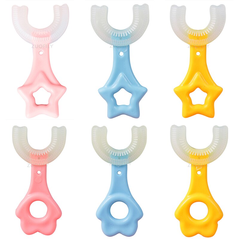 Drop Ship Kids Toothbrush U-Shape Infant Toothbrush with Handle Silicone Oral Care Cleaning Brush for Toddlers Age 2-12 Hot Sale