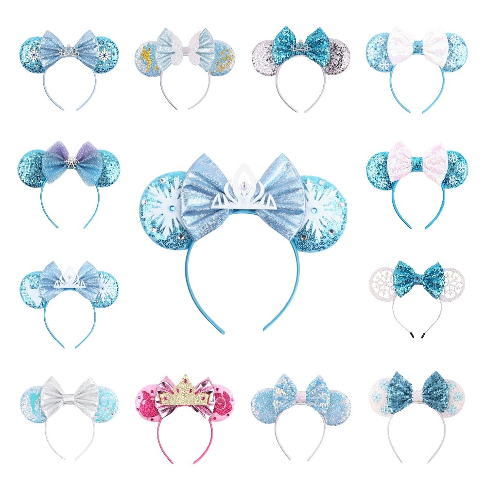 Girls Big Bow Shiny Mouse Ears Headband Christmas 5"Bow Hairband Children Adult Sequins Party Festival Hair Accessories Muj