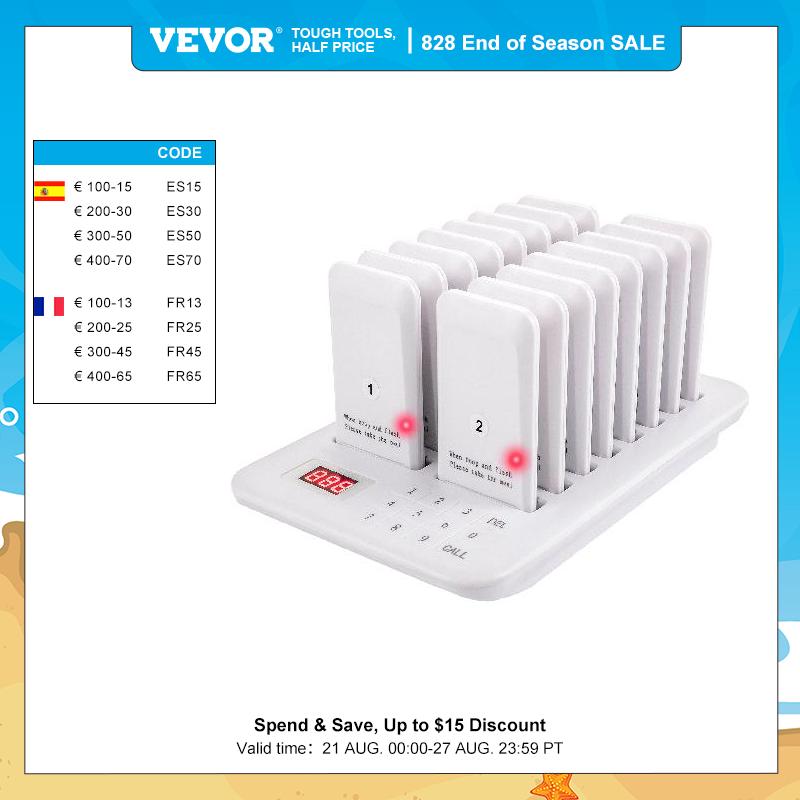 VEVOR Restaurant Pager Calling Paging System 16 Coaster Receiver Restaurants Church Nurse Clinic Queue System Wireless Pagers