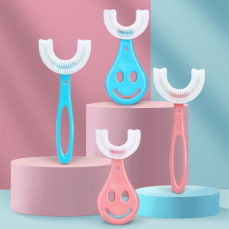 Baby Toothbrush Children 360 Degree U-shaped Children's Teeth Oral Care Cleaning Brush Soft Silicone Toothbrush Baby Items 