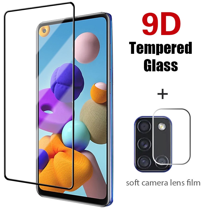 2in1 Full Cover Screen Protector Glass For Samsung A51 A52 A71 A72 A11 A12 Camera Lens Glass On Samsung A21 A21S A10 A20 A30 A50