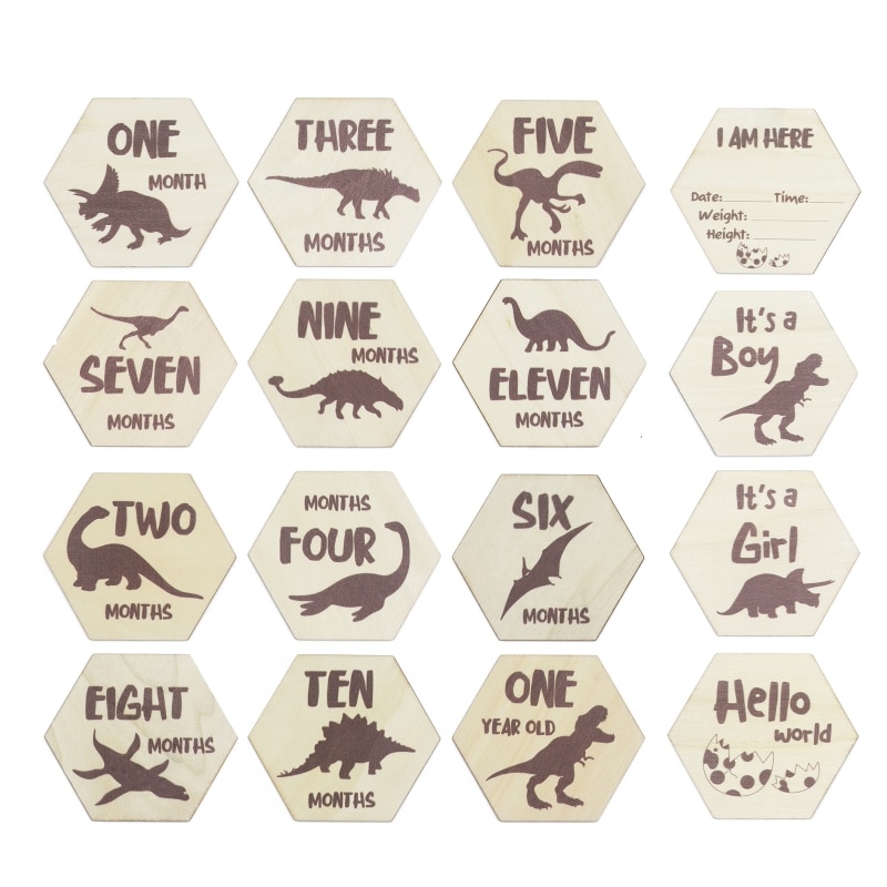 Baby Milestone Signs Wooden Photo Card Newborn Keepsake Baby Growth Document Discs Souvenir Collection for Infant Shower