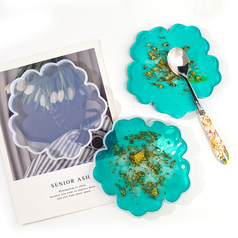 DM349 Flower Coaster Silicone Mold Epoxy Resin Sakura Tea Tray Mould Cherry Blossoms Plate Moules For Home Decoration