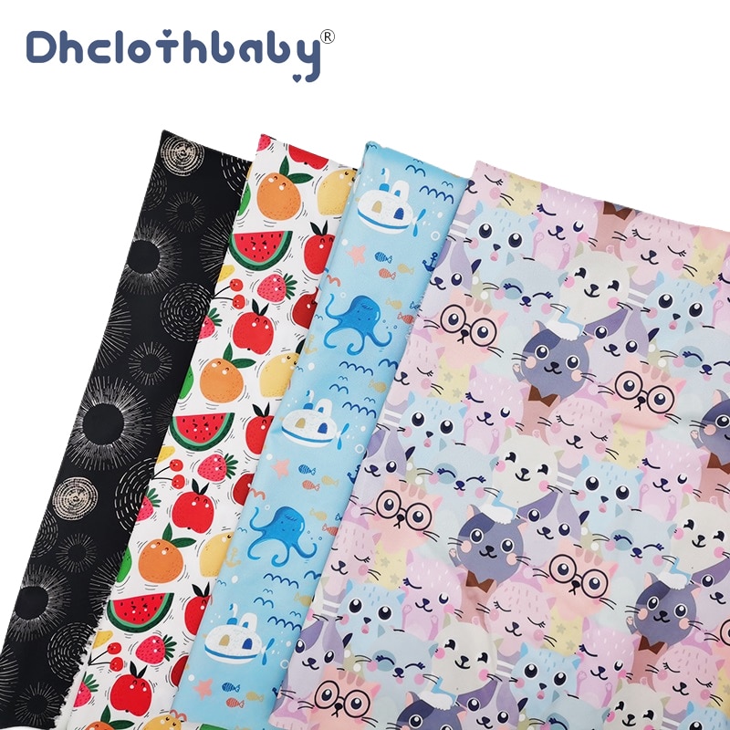 Cute Summer Girl Boy Print DIY Handmade Sewing PUL Fabric Waterproof Polyester Jersey For Baby Cloth Diapers Feeding Apron Bibs