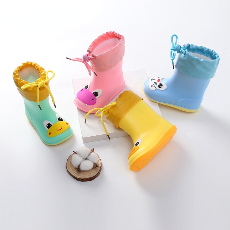 All Season Children Rain Boots Detachable Keep Warm Liner 1 To 6 Years Cartoon Animal Boy Girl Water Shoes Splashing Shoe F07291