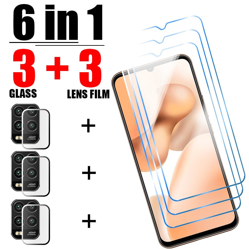 6 in 1 Tempered Glass for Xiaomi Mi 11 Lite 5G 10 11T 10T Pro Camera Lens Glass for Xiaomi Poco X3 X4 M3 Pro F3 Screen Protector