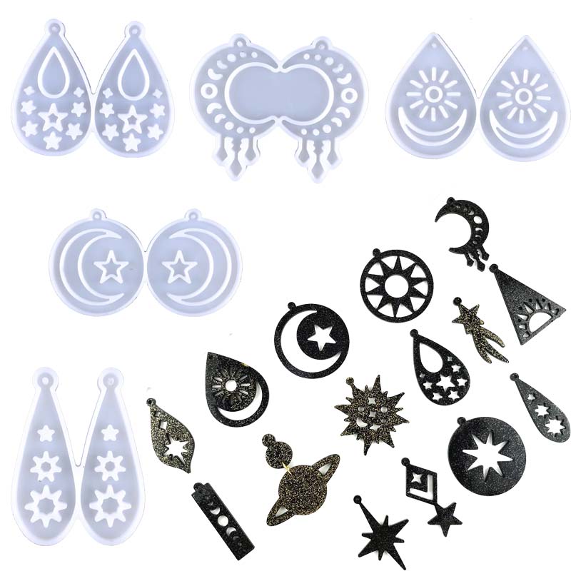 Moon Star Earring Pendant Epoxy Resin Mold Silicone Mould For Keychain Making Material Supplies Jewelry Accessories Casting Tool