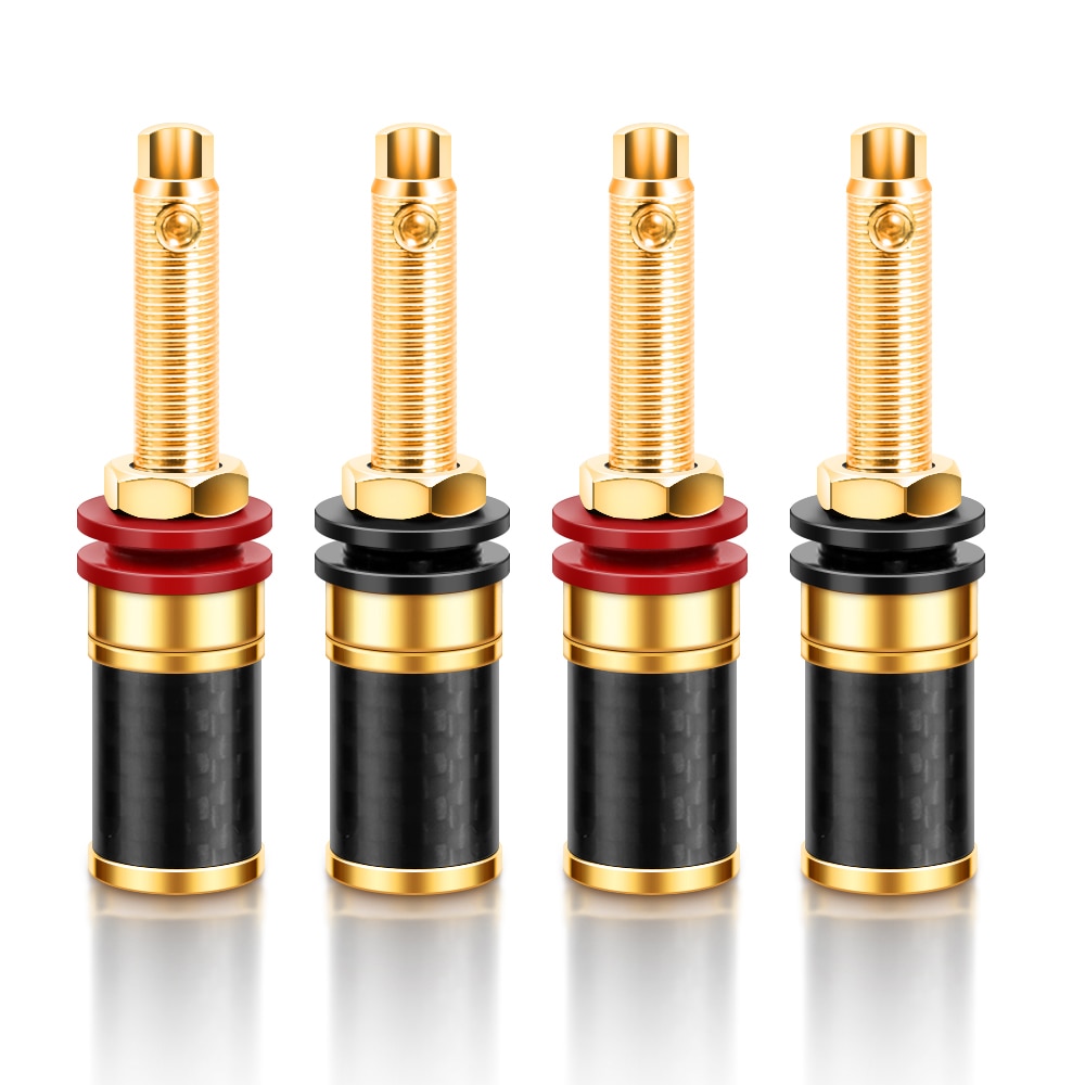 HIFI 4Pcs Gold Plated Copper Speaker Binding Post Female Banana Jack Connector HIFI Audio AMP Banana Plug Socket Terminal