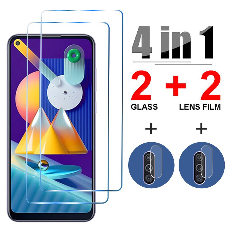 4IN1 Protective Glass for Samsung A52 A51 A71 A72 A12 21S Tempered Glass for Samsung A10 A50 A70 M21 M51 M31 Screen Protector