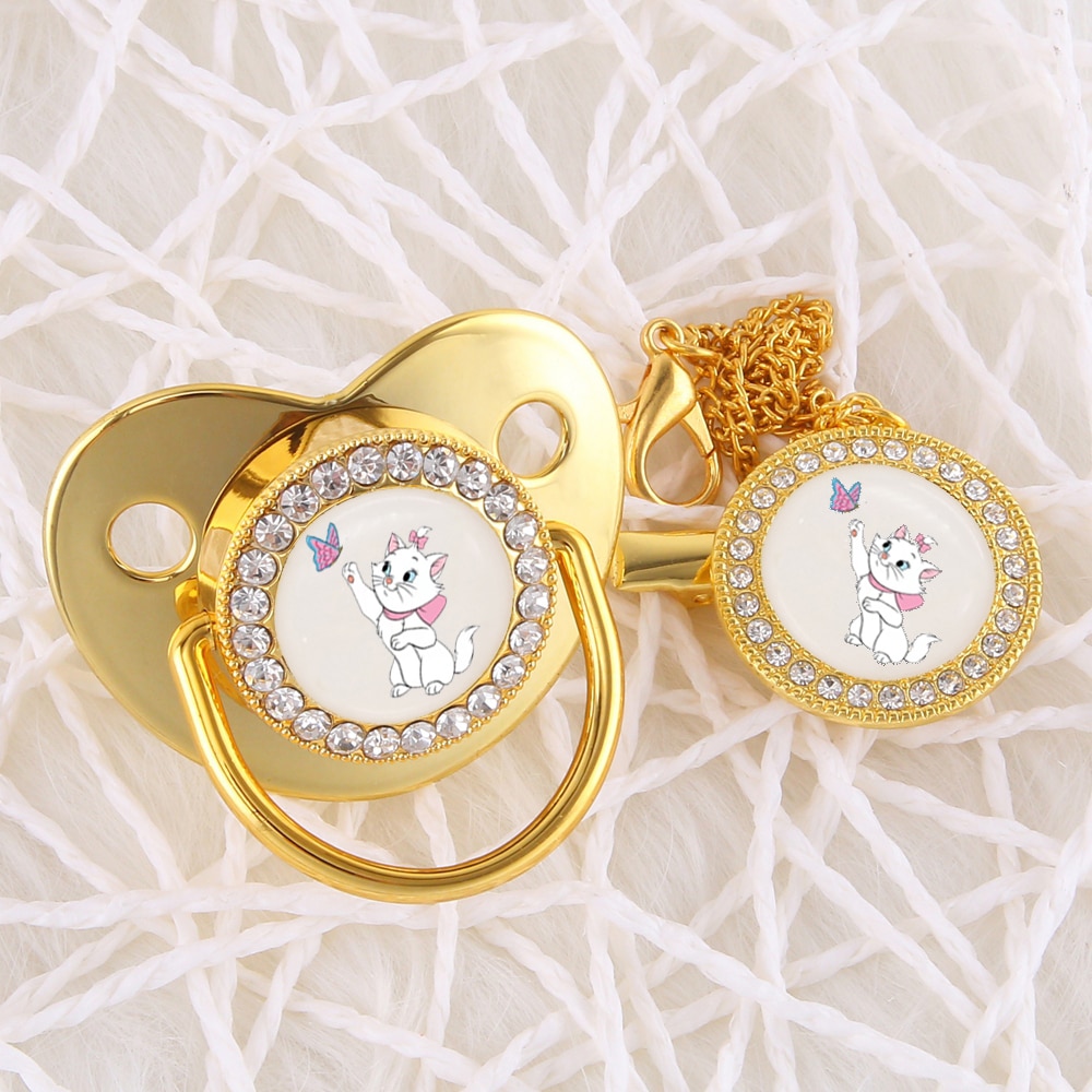 Disney Classic Mary Cat Image Baby Pacifier With Clip Safe BPA Free Silicone Orthodontic Infant Soother Newborn Dummy Nipple