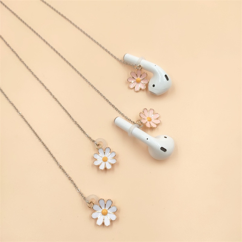 2022 New Fashion 1Pc Bohemian Little Daisy Anti-lost Wireless Headphones Chain Simple Daisy Anti-lost Mental Headphones Chain