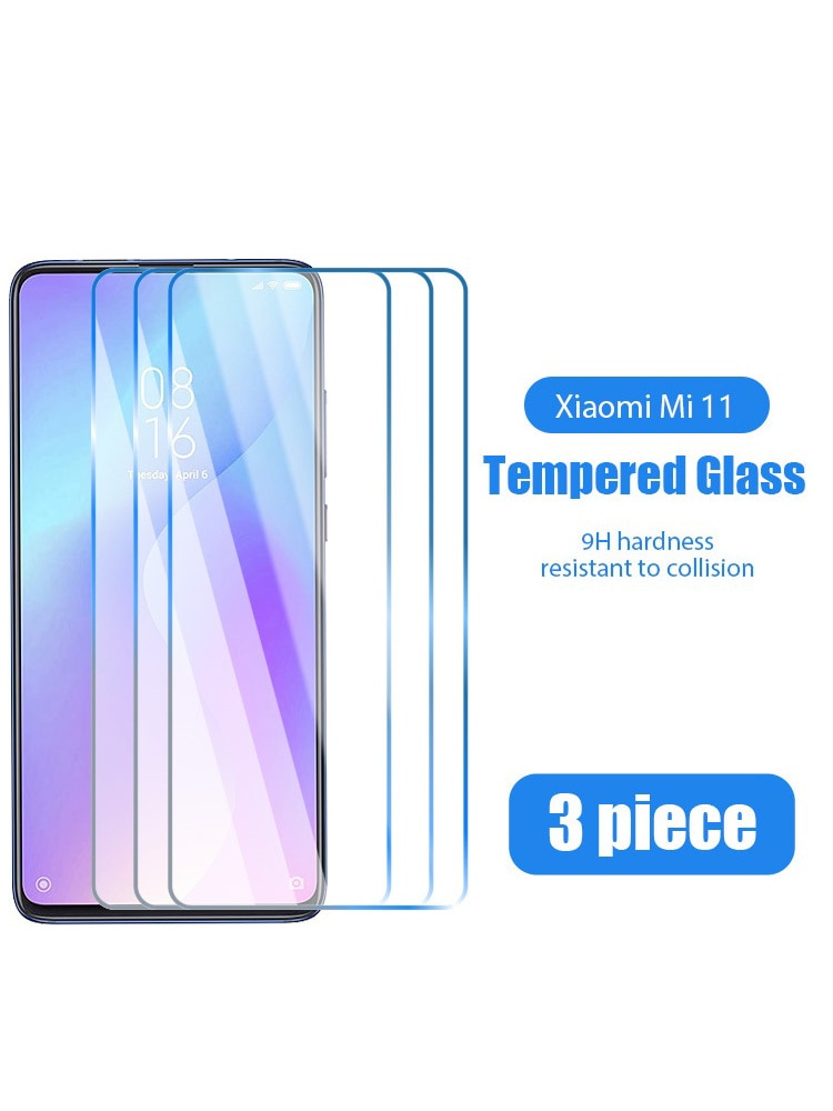 3PCS Protective Glass for Xiaomi Mi 11 Lite 10 11T 10T Pro Screen Protector for Xiaomi Poco X3 M3 F2 Pro F3 Civi Glass Protector