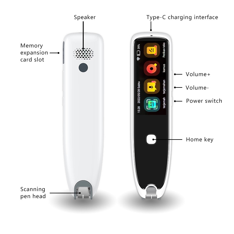 2022 HGDO Portable Pen Scanner 113 Languages Translation Pen Scanner Instant Text Scanning Reading Voice Scan Translator Device