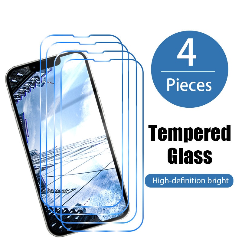 4PCS Screen Protector for iPhone 13 12 11 Pro Xs Max Protective Glass for iPhone XR 13 12 Mini 7 8 6S Plus SE 2020 X 5S 5 Glass