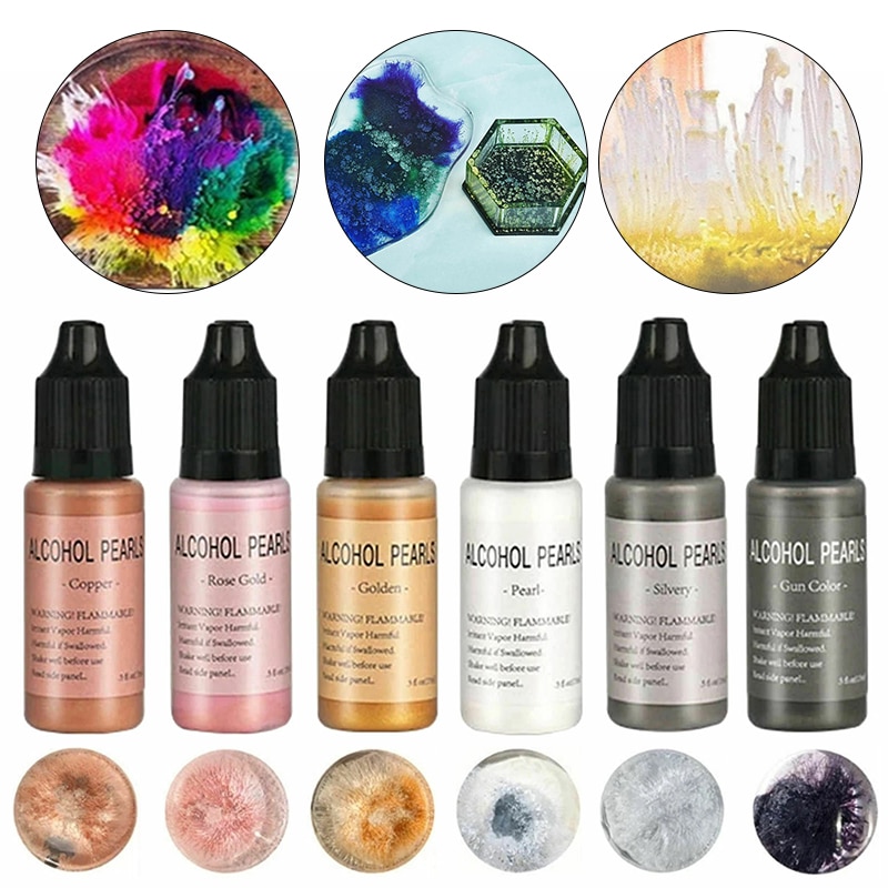 6 Bottles Alcohol Ink Set Epoxy Resin Metallic Dye Pigments Acrylic Drawing DIY Resin Mold Jewelry Making Crafts