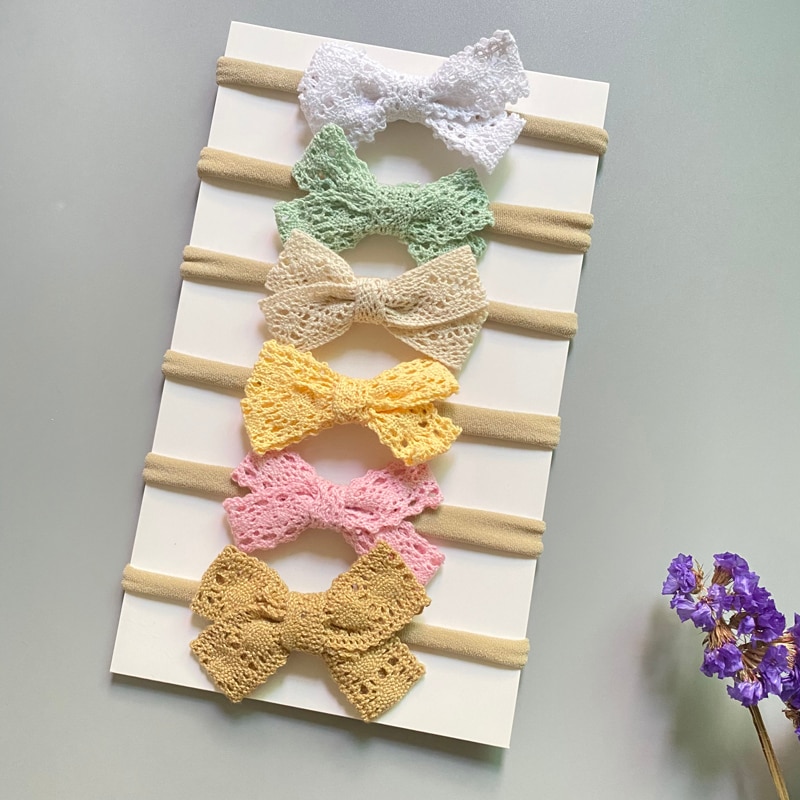 Baby Girl Hair Accessories Bows Headband Newborn Lace Hollow Hairband For Kids Princess Bands Infant Headbands Elastic Headwear