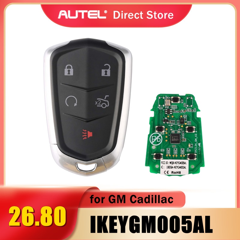 AUTEL IKEYGM005AL for GM Cadillac Universal Smart Key 5 Buttons work with MaxiIM KM100 KM100E IM608 Key Generator Programmer