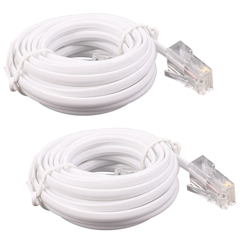2X RJ11 6P4C To RJ45 8P4C Modular Phone Internet Extension Cable 3 Meter