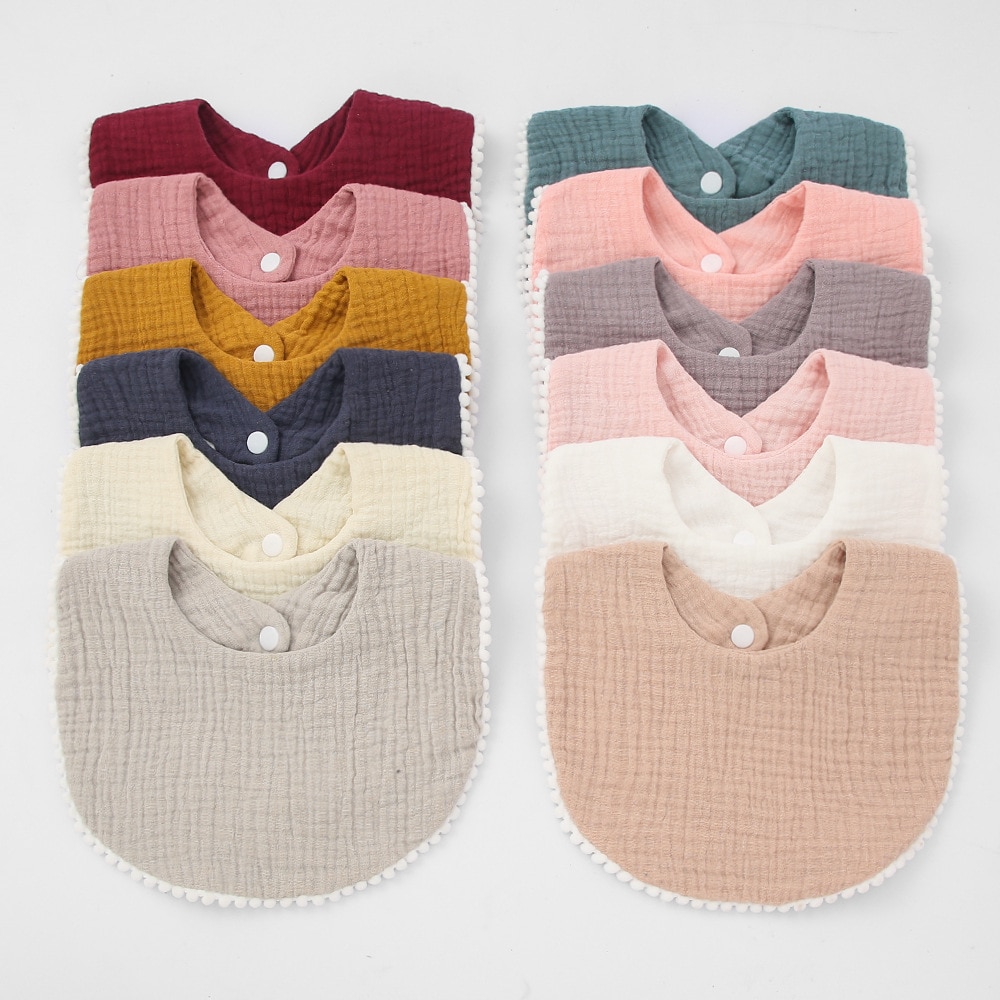 Korean Style Baby Feeding Drool Bib Solid Infants Lace Crepe Saliva Towel Soft Cotton Burp Cloth For Newborn Toddler Kids Bibs