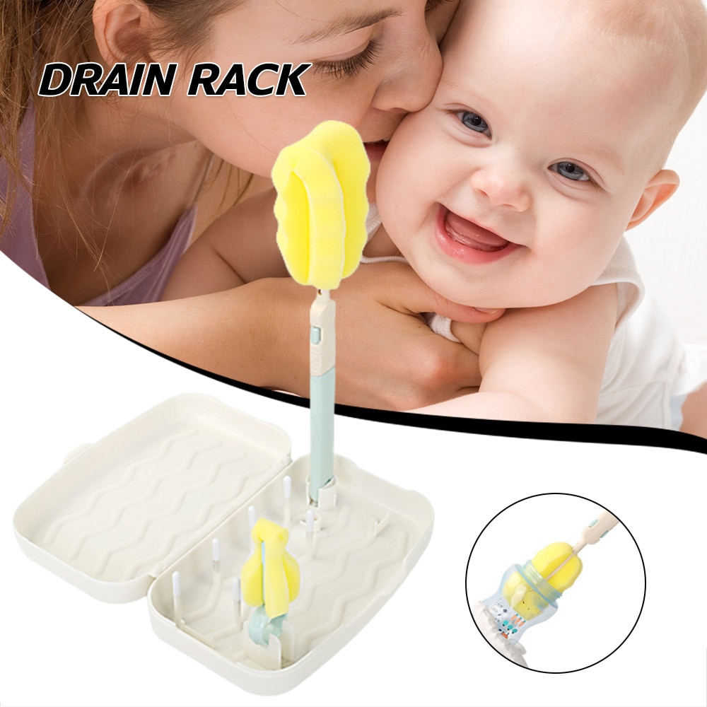 Baby Bottle Washing Sets Cleaning Brush Cleaner Removable Extended Handle with Storage Box Portable Brush for Cleaning Bottles