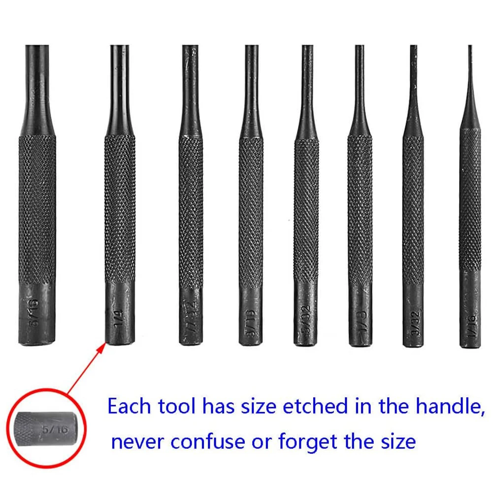 8Pcs Professional Roll Pin Punch Set Case Pin Punch Tool Pin Grip Roll Pin Punch for Gunsmiths