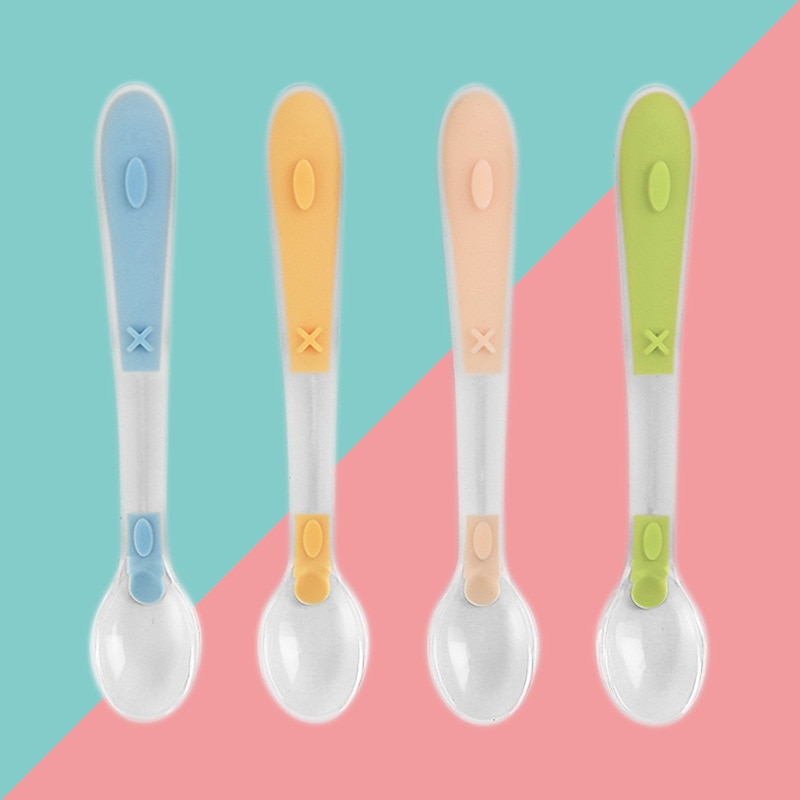 Baby Silicone Soft Spoon Safe Candy Color Bendable Silicone Spoons Children Food Feeding Tableware Infant Soup Medicine Spoon