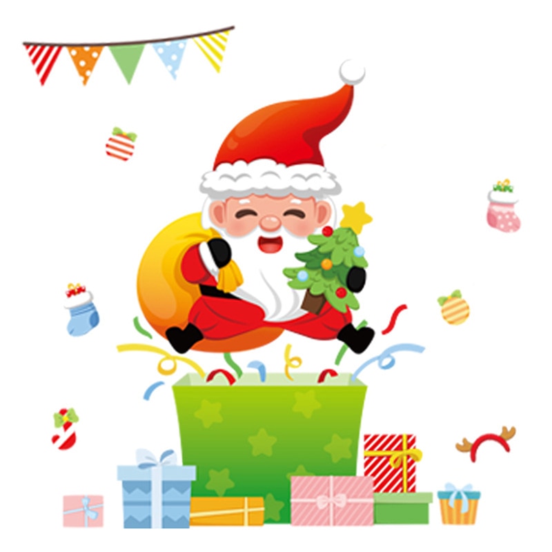 Christmas Window Decal Santa Claus Snowflake Stickers Winter Wall Decals for Kids Rooms New Year Christmas Window Decorations
