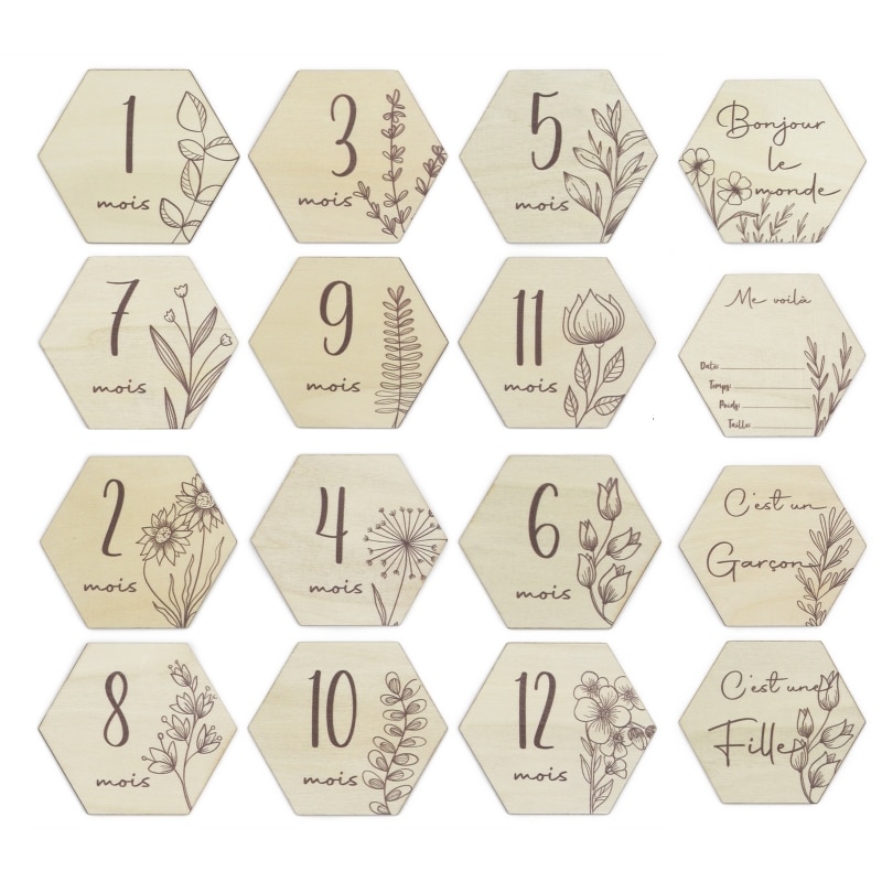 Baby Monthly Milestone Card Newborn Photography French Cards Shower Activity Cards Gender Neutral New Parents Keepsake G2AE