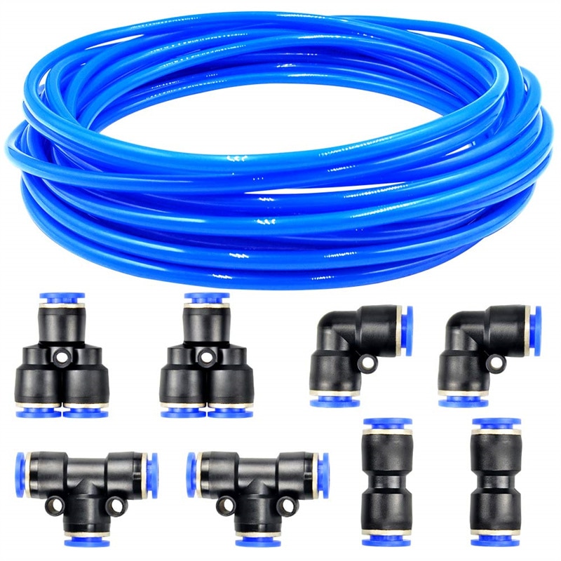 3/8 Inch 10m*6.5mm PU Refrigerant Pipe & 10pcs Trachea Connector Kit