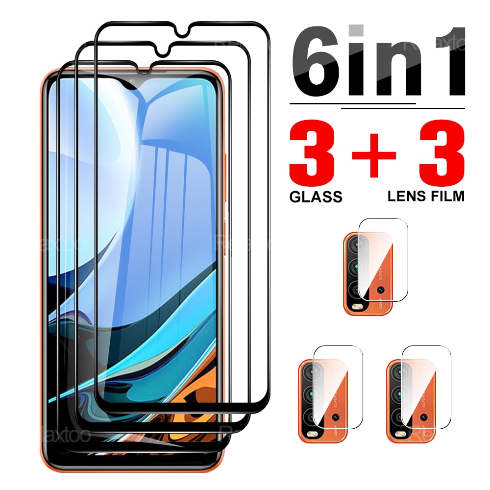 6in1 Tempered Glass For Redmi 9 9A 9C Screen Protector And Camera Film For Redmi 9 NFC 9T Screen Glass