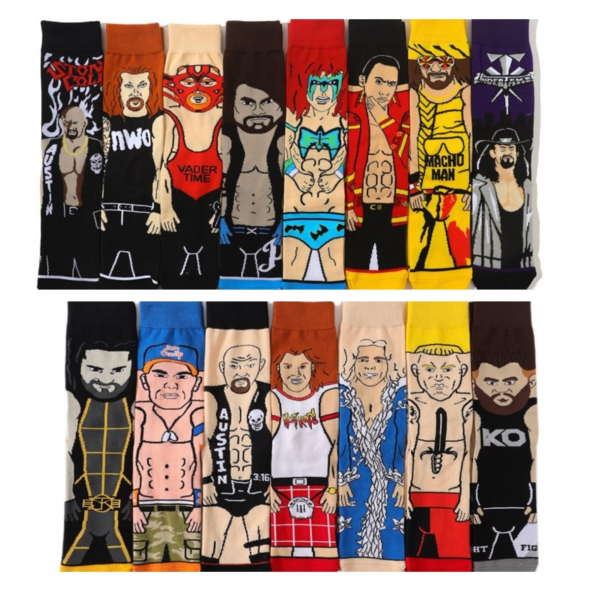 Personalized Cartoon Character Printing WWE Men's Socks Sports Competitive Wrestlers Sports Tube Socks High Quality Cotton 