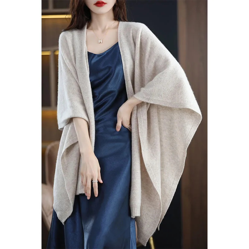 New high-end cashmere cape cape ladies oversized cardigan cape scarf oversized sweater solid color