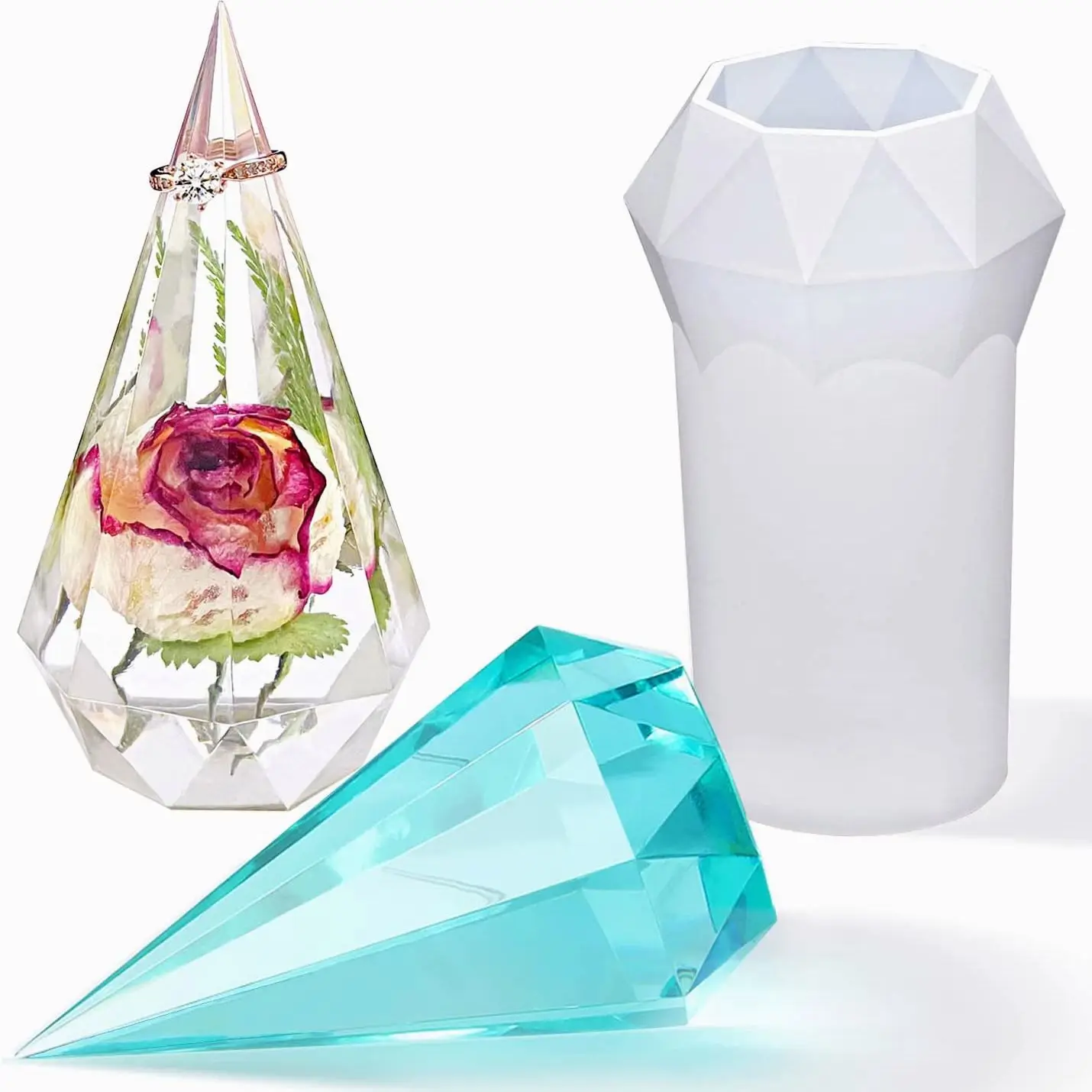 Diamond Cone Resin Crystal Drop Glue Mold DIY Geometric Body High Mirror Silicone Mold Jewelry