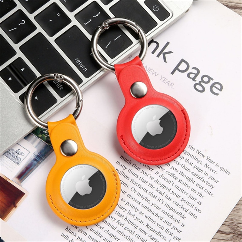 Apple Airtag Tracker Cover Keychain PU Skin Feel Leather Anti-Scratch Protective Film Prevent Loss Pendant Accessories Location