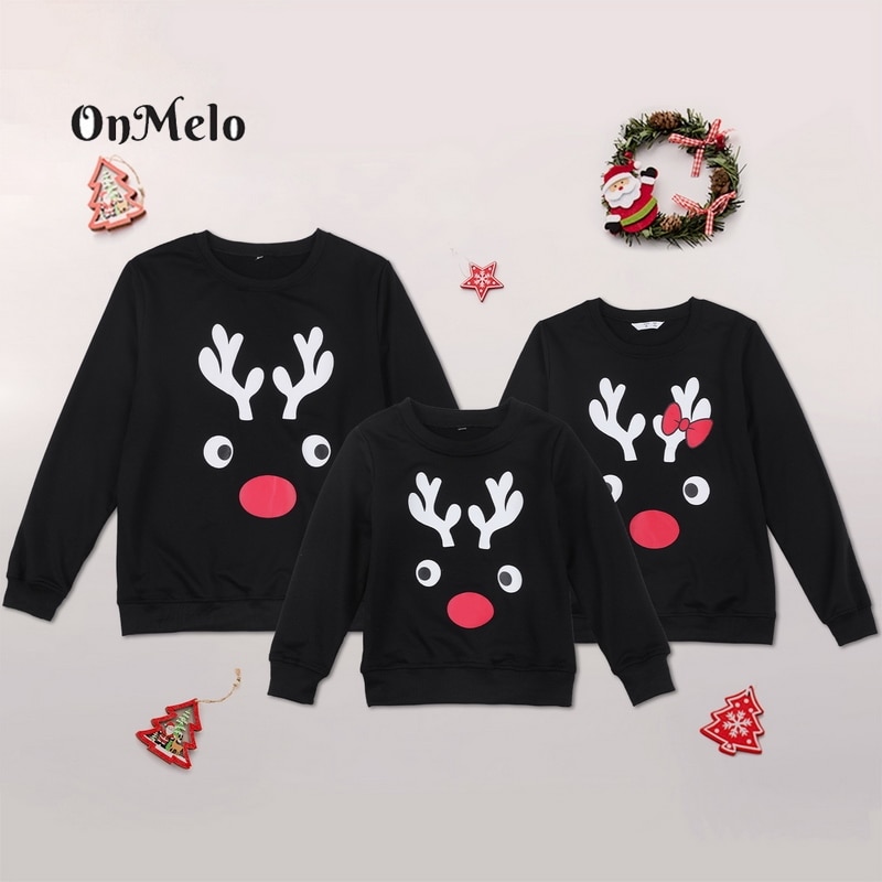 OnMelo Family Xmas Sweaters Mom Dad Daughter Son Christmas Family Sweatshirt Matching Outfit Couple Jersey Kids Winter Tops