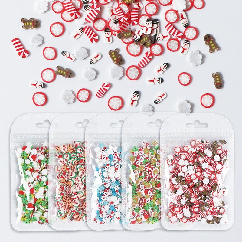 5 Pcs 10g Merry Christmas Soft Clay Epoxy Resin Flakes Snowflake Cookies Slime Filling Resin Craft Fillers Supplies Handmade DIY