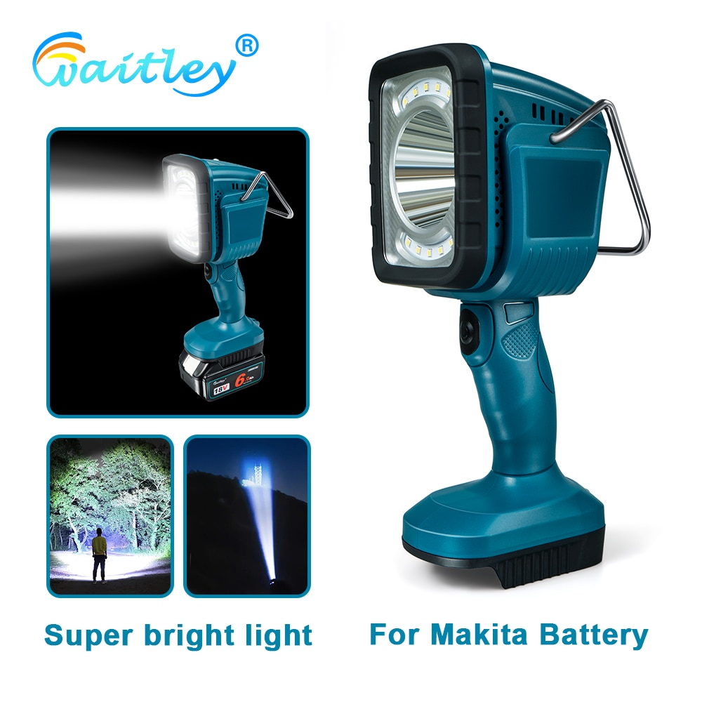 Flashlight LED Work Light for 14/18V Makita Battery Portable Outdoors Spotlight camping Floodlight SOS lamp BL1830 External Plug