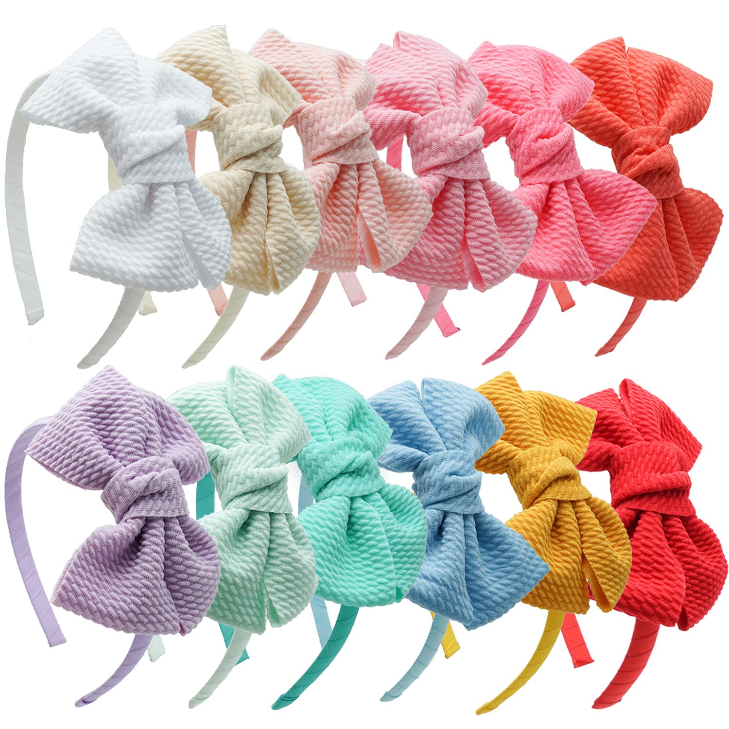 6PCS 4" Plastic Headbands Girls Twill Fabric Hair Bows Hair Hoops Hair Accessories for Baby Girls Kids Hairbands Dropshippi