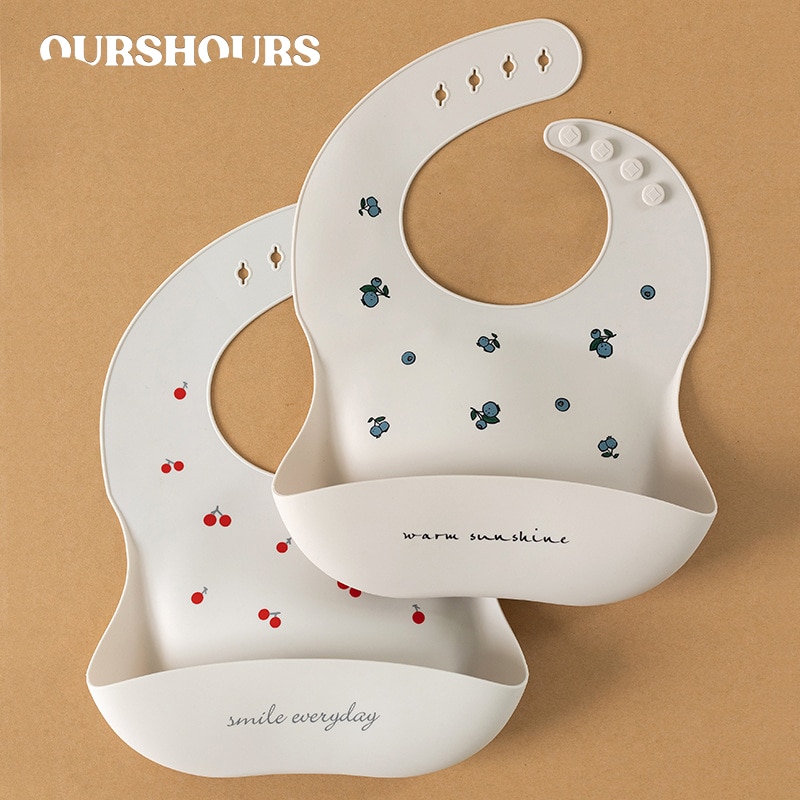 Waterproof Baby Bibs Food Grade Silicone Newborn Feeding Bib Burp Cloths Cartoon Print Saliva Towel Aprons Adjustable Baby Stuff