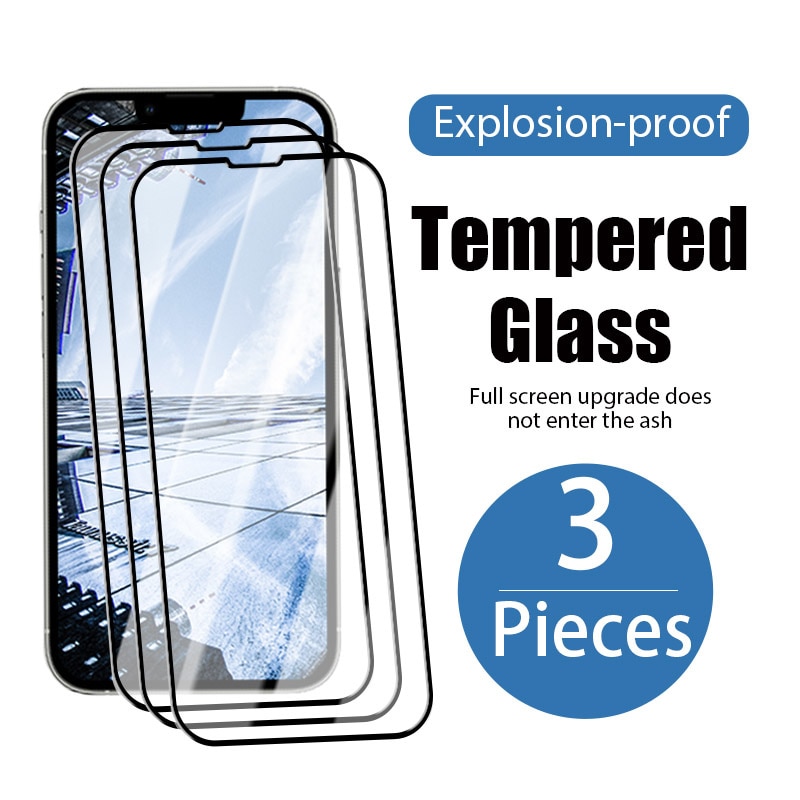 3PCS Full Cover Screen Protector For iPhone 13 12 11 pro max 7 8 6 Plus Glass Screen Glass For iPhone 12 Mini XR Xs Max SE 2020