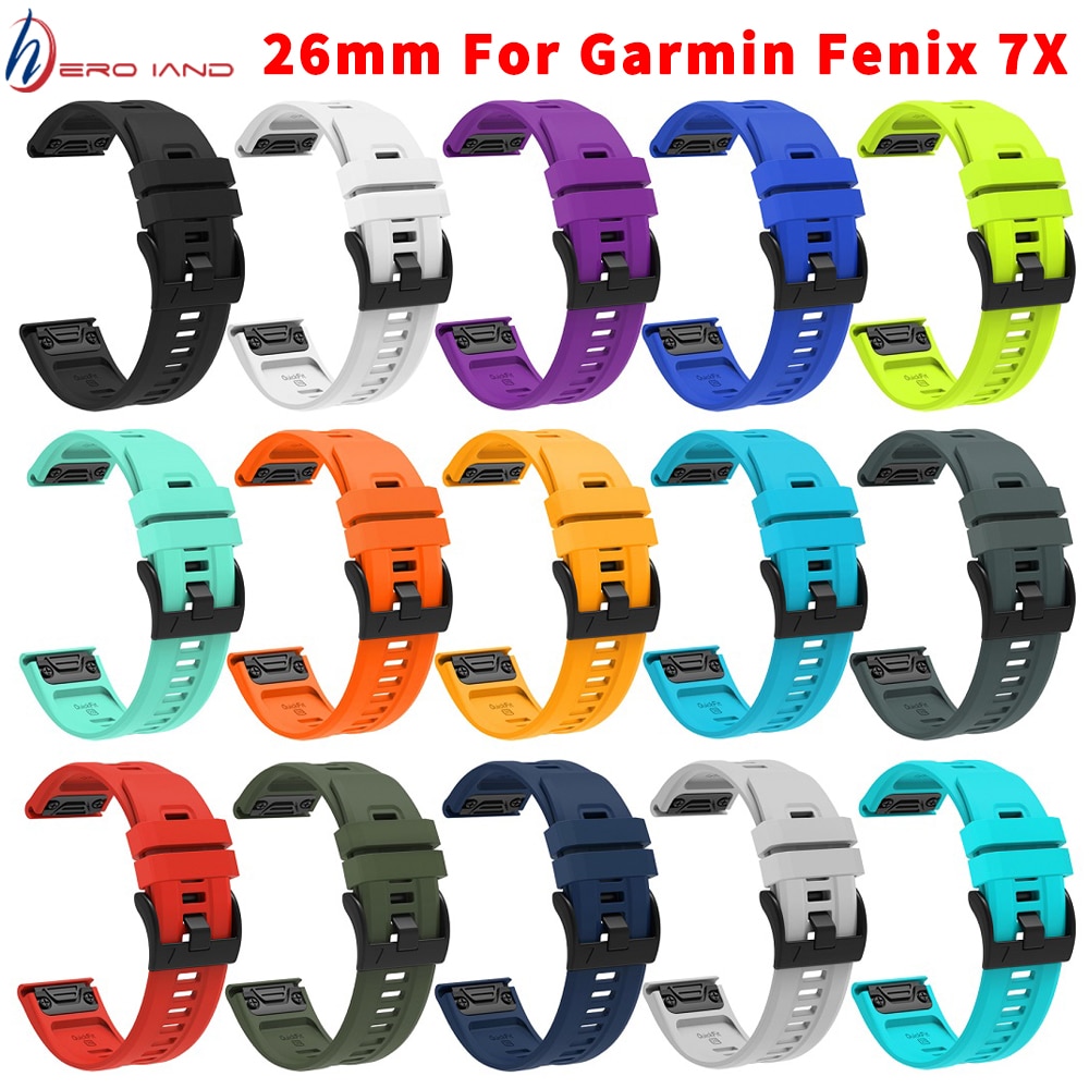 26mm Silicone Smart Watch Band for Garmin Fenix 7X Quick Release Strap for Fenix7X Wristband 15 Colors