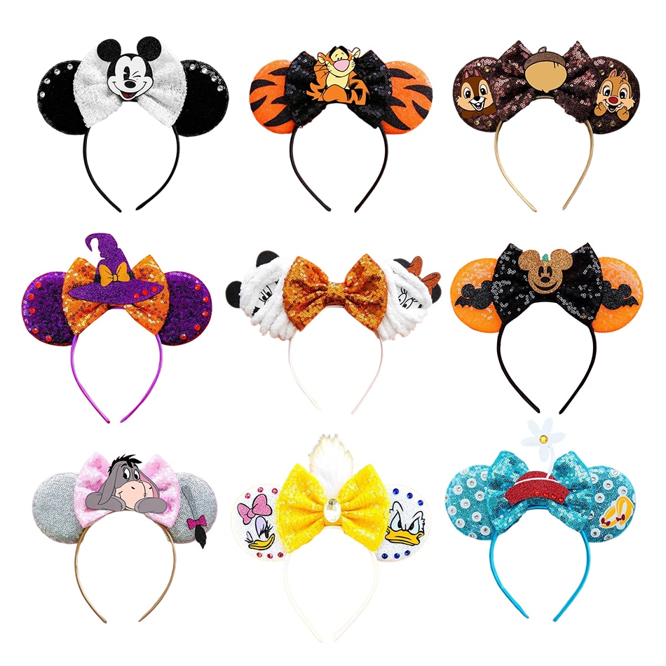 Disney Mickey Minnie Ear Headband Kids Halloween Christmas Party Headwear Cartoon Winnie the Pooh Girls Role Play Accessories