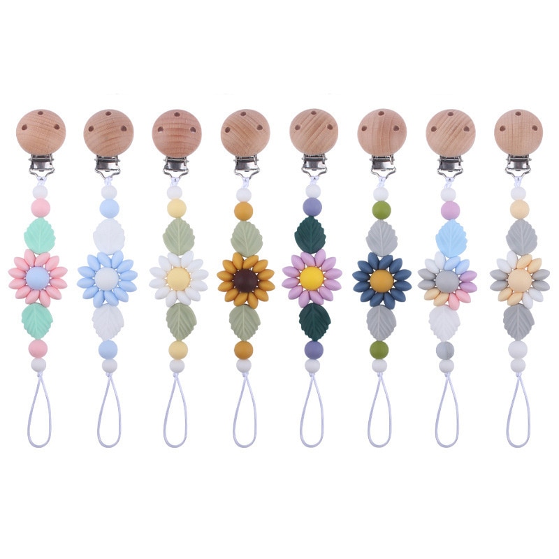 Flower Baby Pacifier Chain Clip Silicone Dummy Nipples Holder Clips Cute Babies Teething Chain Toy Gifts for Baby Accessories